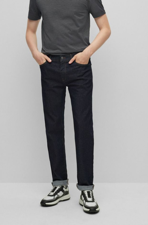 Heren BOSS Jeans | Regular-Fit Jeans Vancomfortabel Stretchdenim Donkerblauw