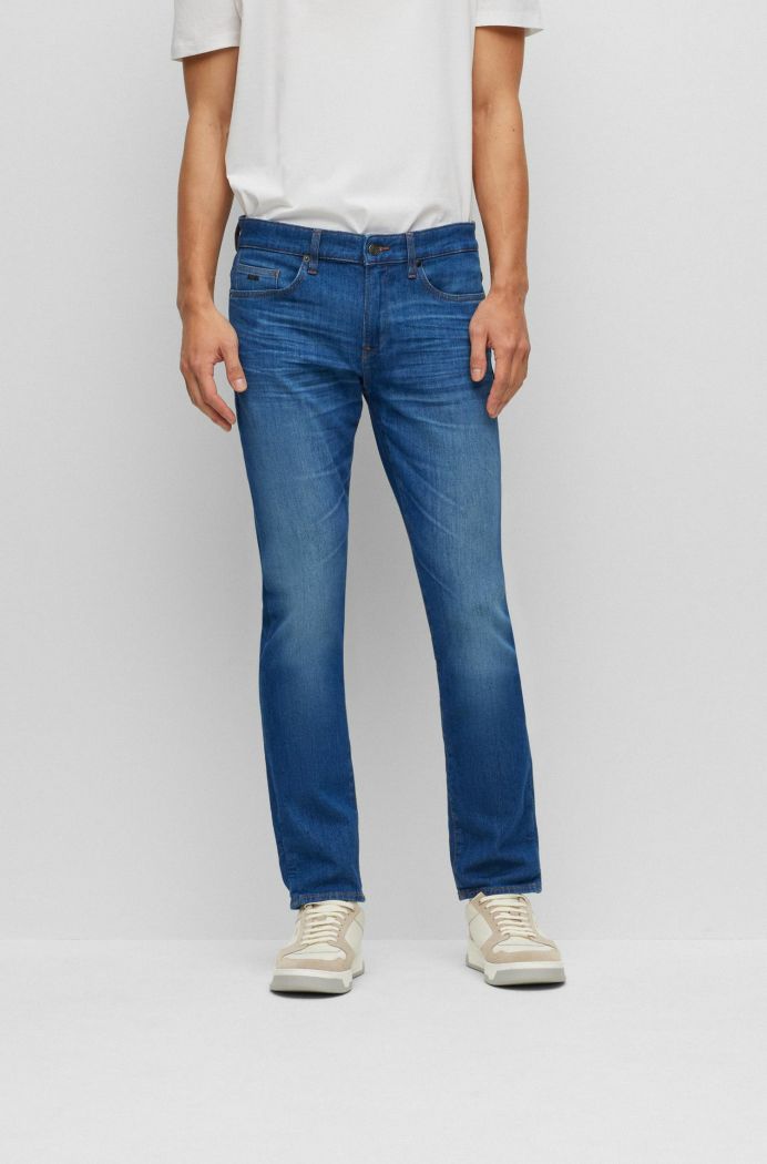 Heren BOSS Jeans | Slim-Fit Jeans Van Superzachtitaliaans Denim Blauw