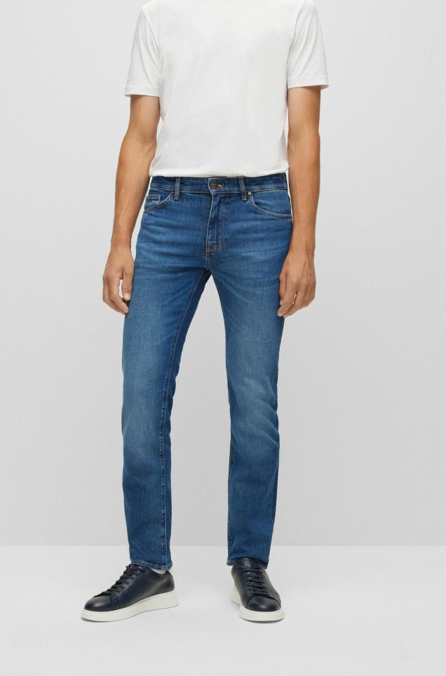Heren HUGO Jeans | Regular-Fit Jeans Van Blauw Comfortabel Stretchdenim Donkerblauw